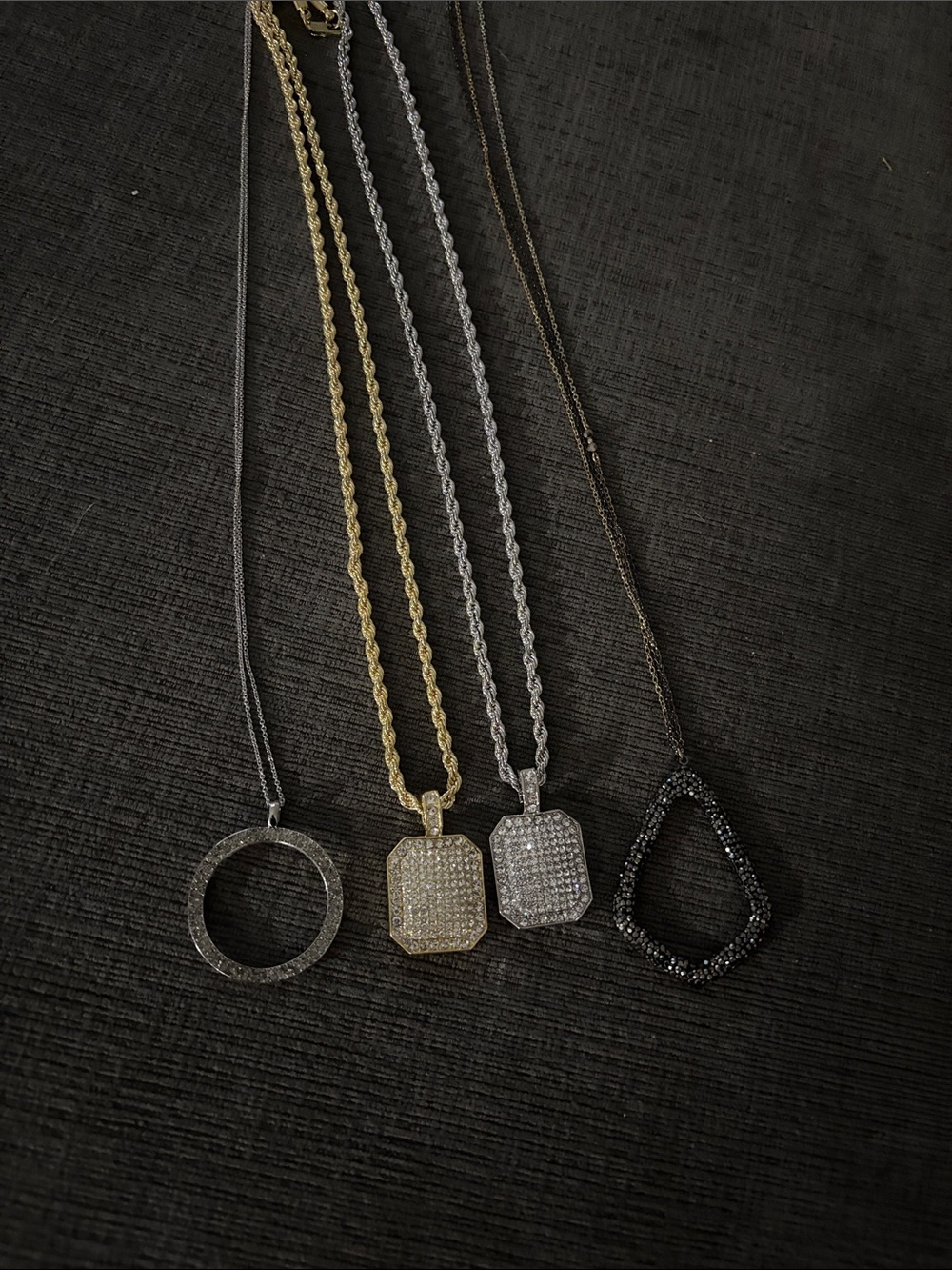 4 pave pendant necklaces